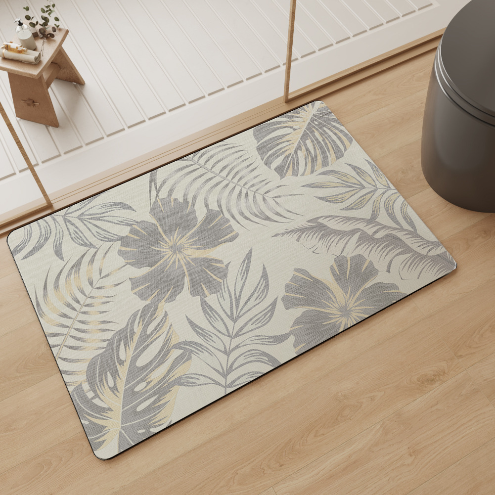 Absorbent bathroom mat, bathroom quick-drying foot mat, household washbasin carpet floor mat, anti-slip small flower soft floor mat at the door pic 2