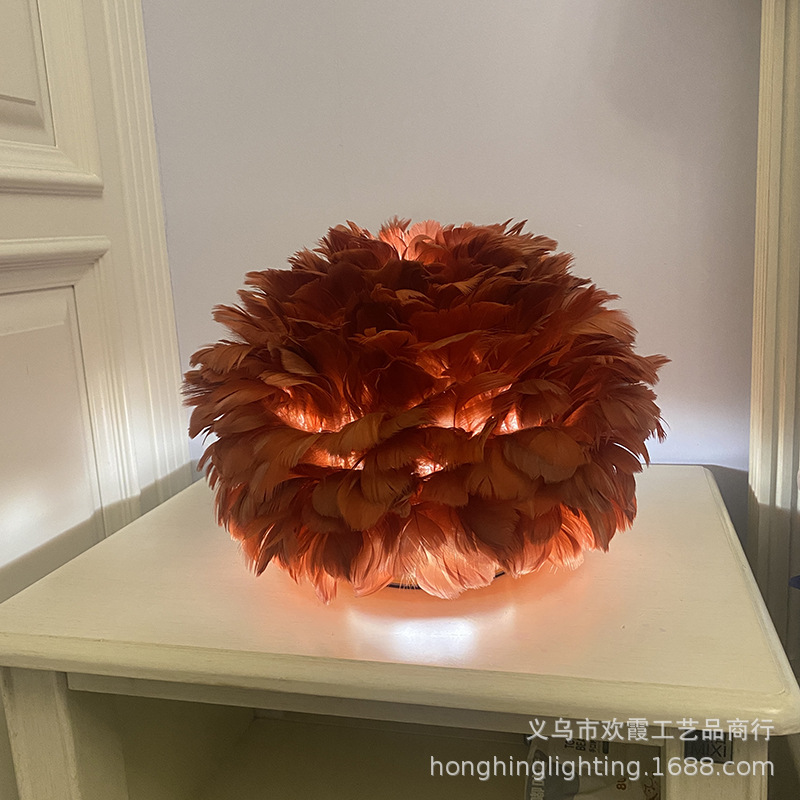 USB charging feather table lamp for bedroom, simple, modern and creative Nordic style, warm and romantic wedding bedside lamp pic 20
