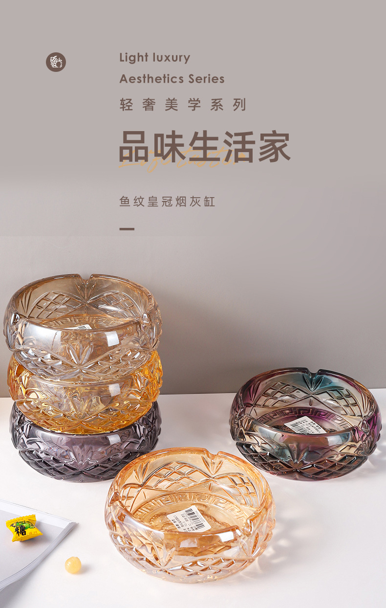 烟灰缸北欧高档批发玻璃烟灰缸欧式大号家用客厅办公室烟缸批发详情1