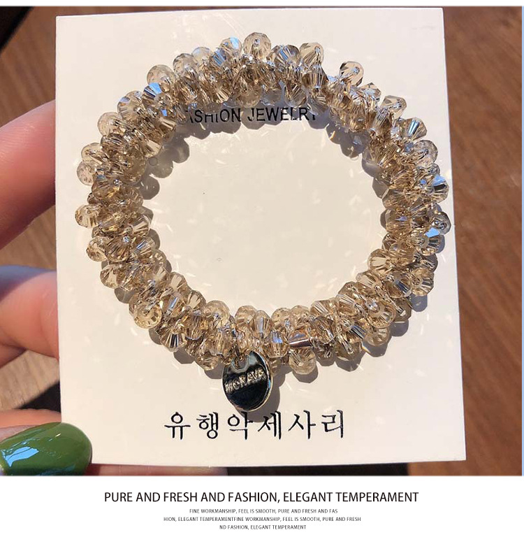 Korean headwear, pearl crystal hair band, bracelet, dual-purpose hair tie, female Internet celebrity, simple and ins fairy-style hair tie, leather band pic 8