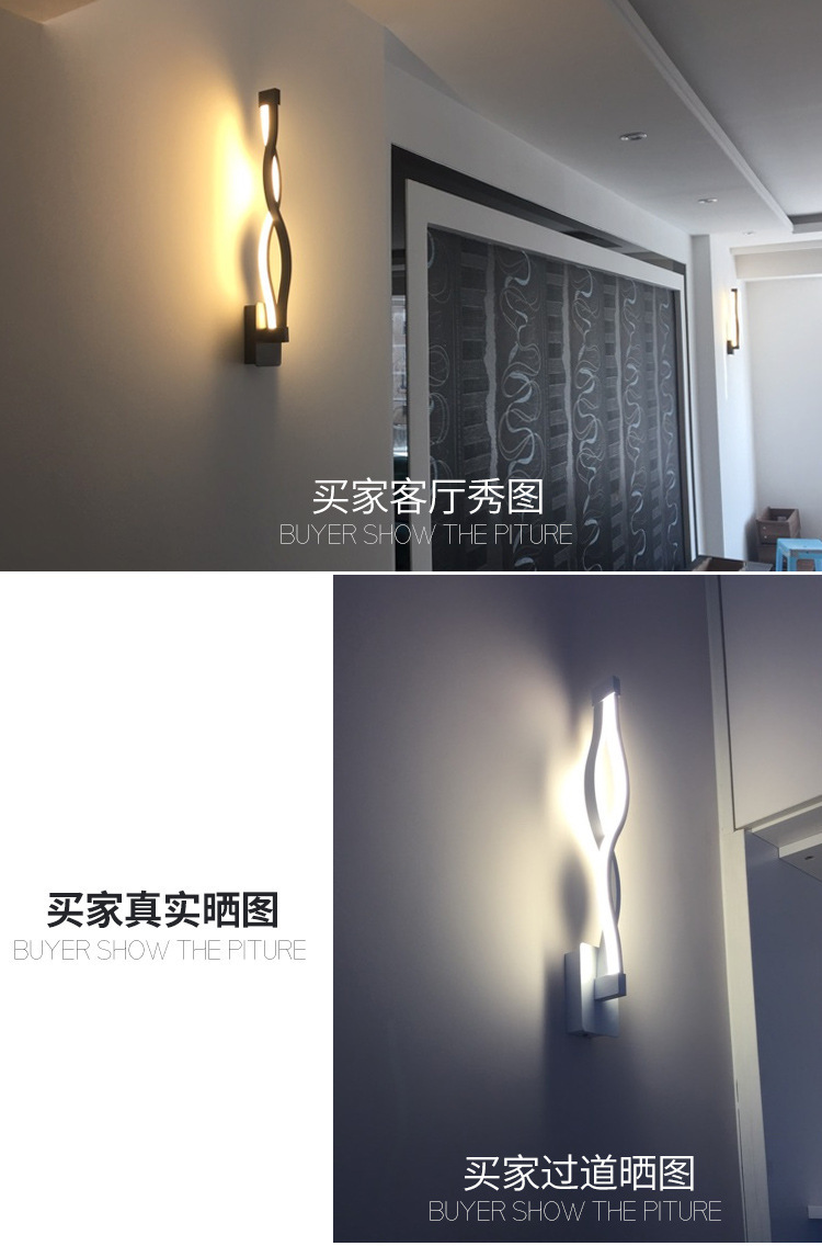 Transfronterizo al por mayor creativo onda cabeza de cama lámpara de pared pasillo fondo pared interior aluminio lámpara de pared simple moderno LED pic 3