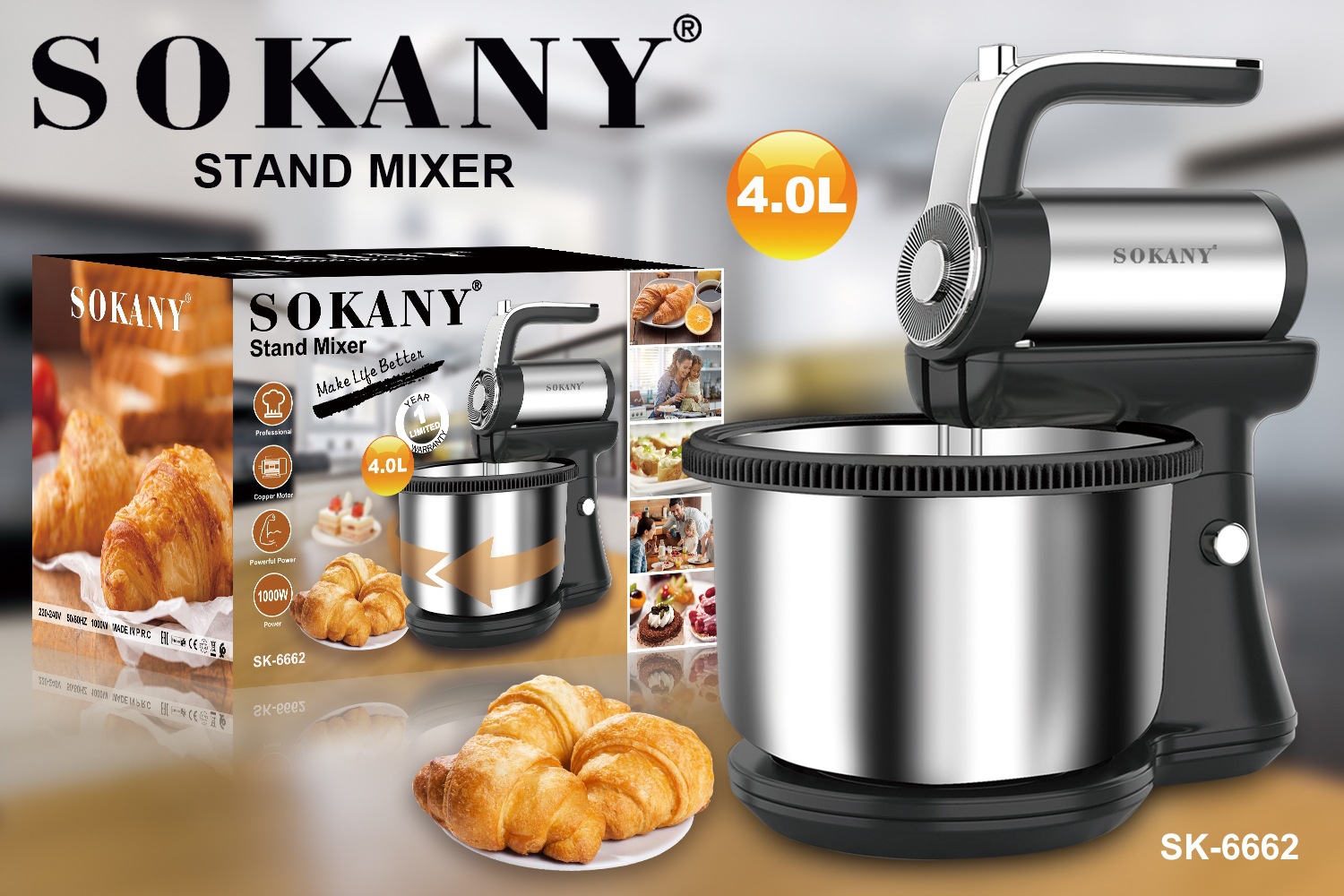SOKANY6662 Cross-border desktop electric egg beater, export handheld egg beater, home baking, cream beating and stirring pic 13