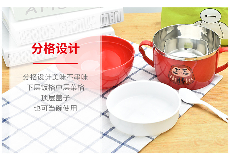 不锈钢快餐杯泡面杯带盖卡通日式泡面碗学生饭盒便当盒提锅详情37