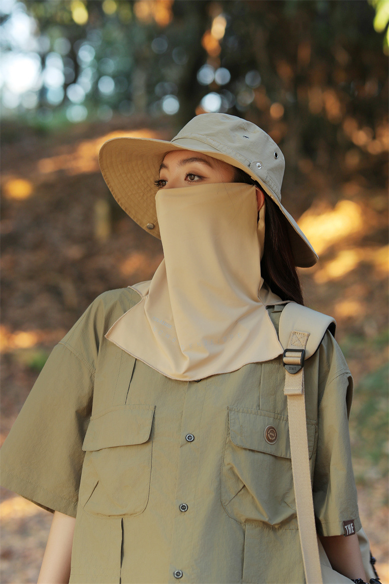 大沿防晒遮脸面纱罩遮阳帽子女士夏季登山帽户外男防紫外线钓鱼帽详情1