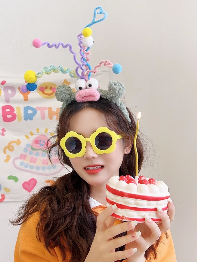 Twisty stick, fun and funny hair band, cute colorful headband, female face wash hair clip, headwear, photo, party, birthday hair accessories pic 2