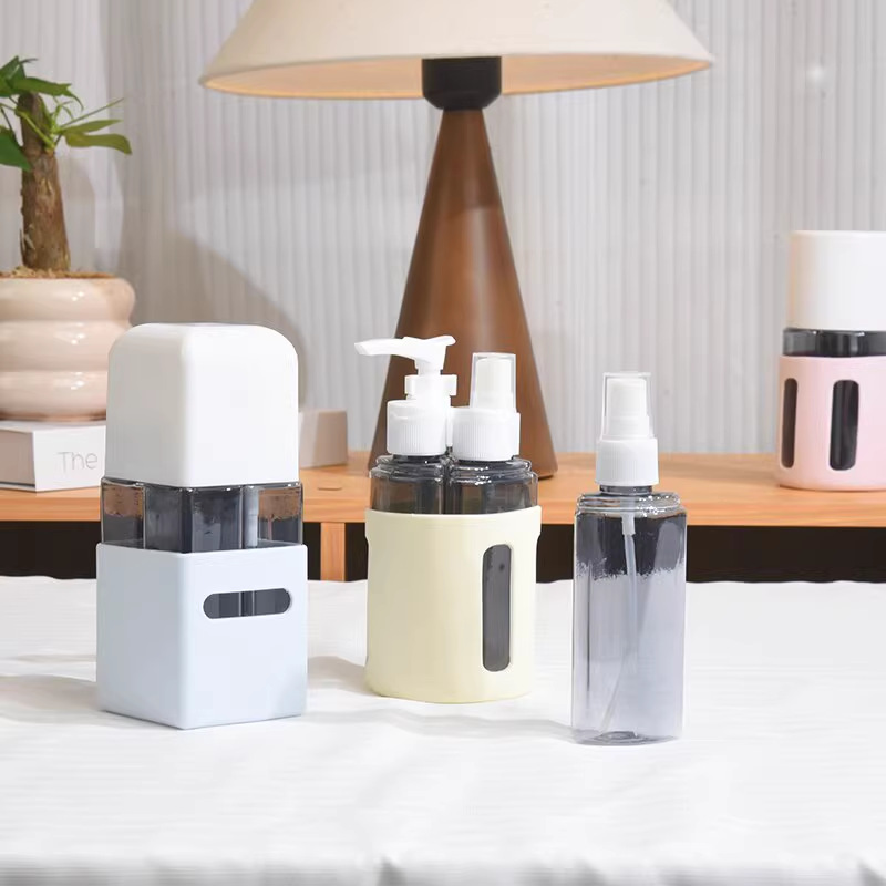 4合1旅行分装瓶套装防尘透明收纳盒化妆品乳液旅行小样带盖喷雾瓶详情10