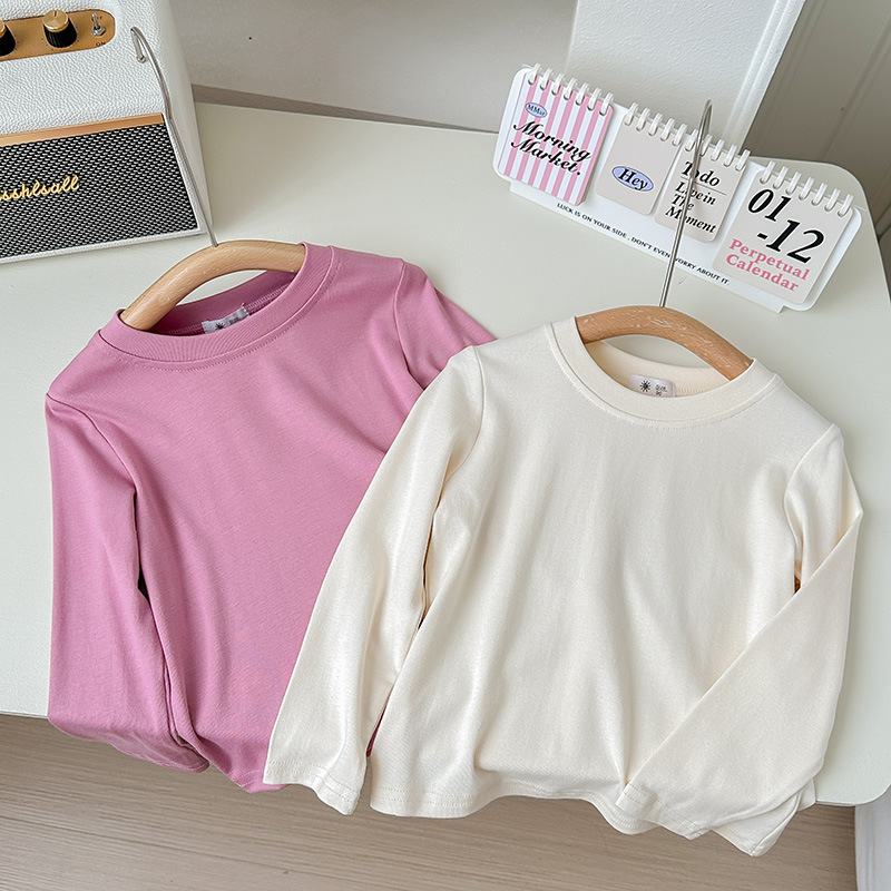 A white long-sleeved loose T-shirt for children, a cute base layer, top and mask T-shirt for boys, girls and babies in spring and autumn pic 10