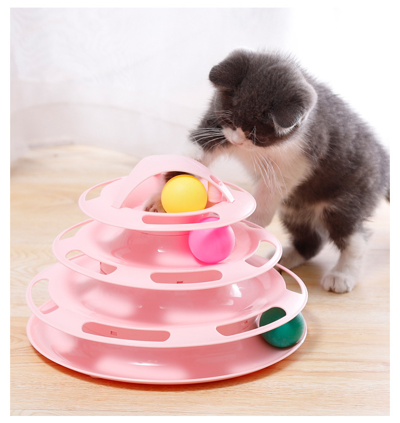 批发猫咪玩具四层转盘羽毛逗猫棒逗猫玩具猫转盘互动玩具宠物用品详情8