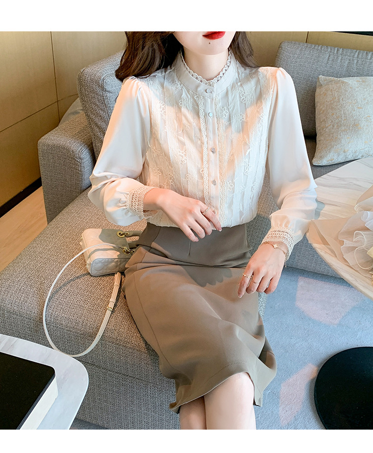 春款雪纺白衬衫女装春装2022年新款蕾丝上衣时尚气质洋气流行小衫详情24