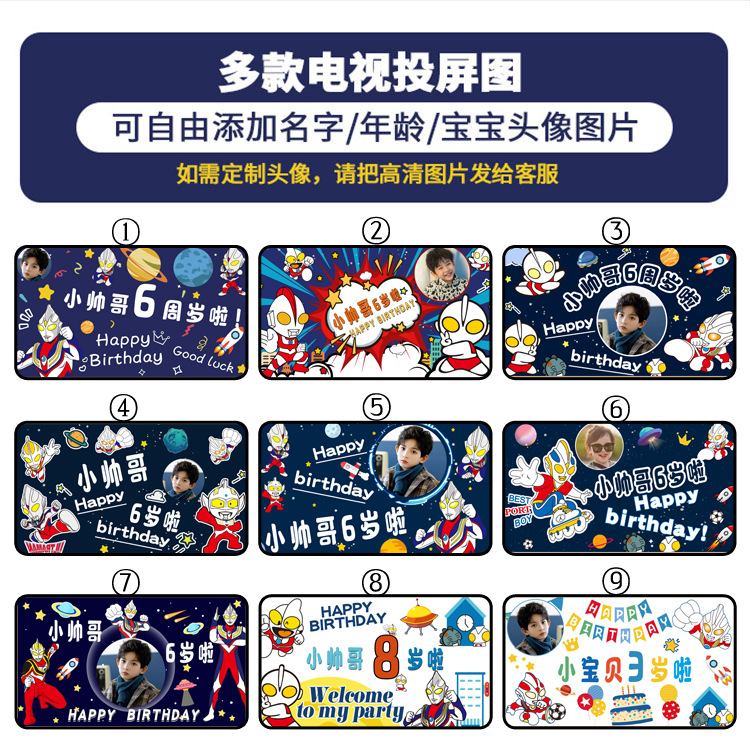 新款男孩奥特曼主题生日派对场景布置周岁电视投屏气球装饰详情4