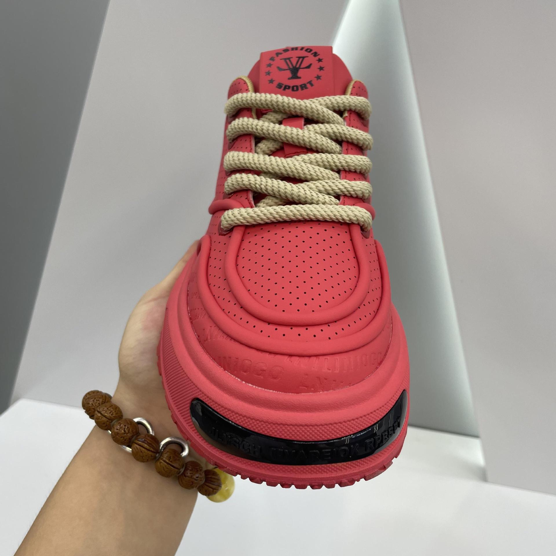 秋季新款男鞋系带低帮跑步鞋潮流鞋子增高印花时尚透气老爹鞋软底详情28