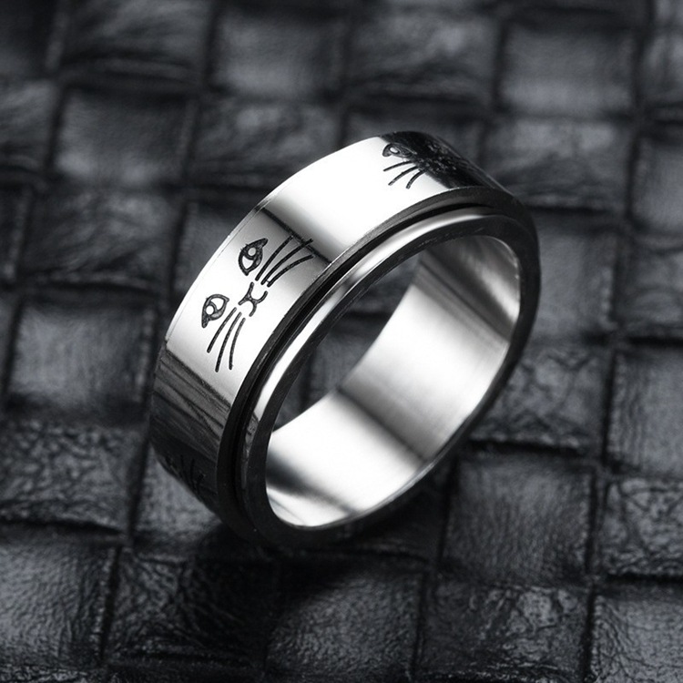 Cross-border Amazon bestseller titanium steel rotating ring, star and moon stress-relieving and anti-anxiety ring, European and American accessories/Chinese trend products pic 41