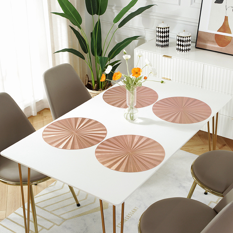 Womei European-style light luxury round table mat ins simple PVC hollowed-out waterproof, heat-resistant, oil-resistant, anti-slip, wear-resistant and heat-insulating tablecloth Western table mat pic 10