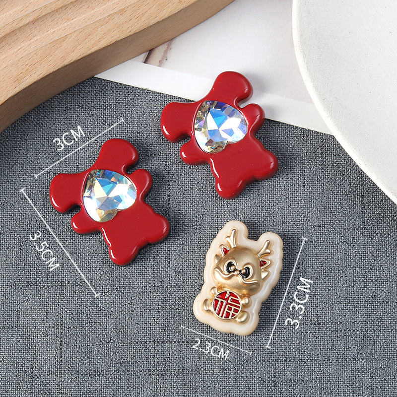 新年国风热卖卡通diy醋酸配件合金龙桃心小熊C扣发绳洞洞鞋挂链配详情2