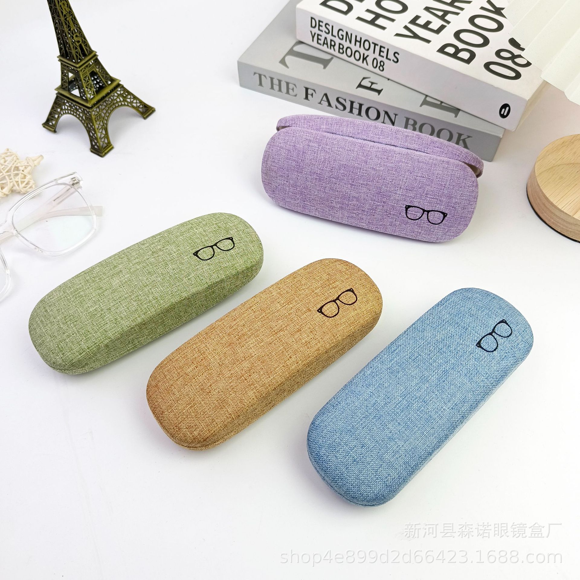 厂家供应时尚简约麻布眼镜盒子男女近视眼镜盒铁质太阳镜盒墨镜盒详情13