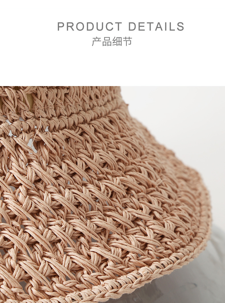 Summer beach hat for women wearing straw hats, Japanese fashion, trendy paper hat, casual monofilament, perforated, breathable and versatile woven straw hat pic 19