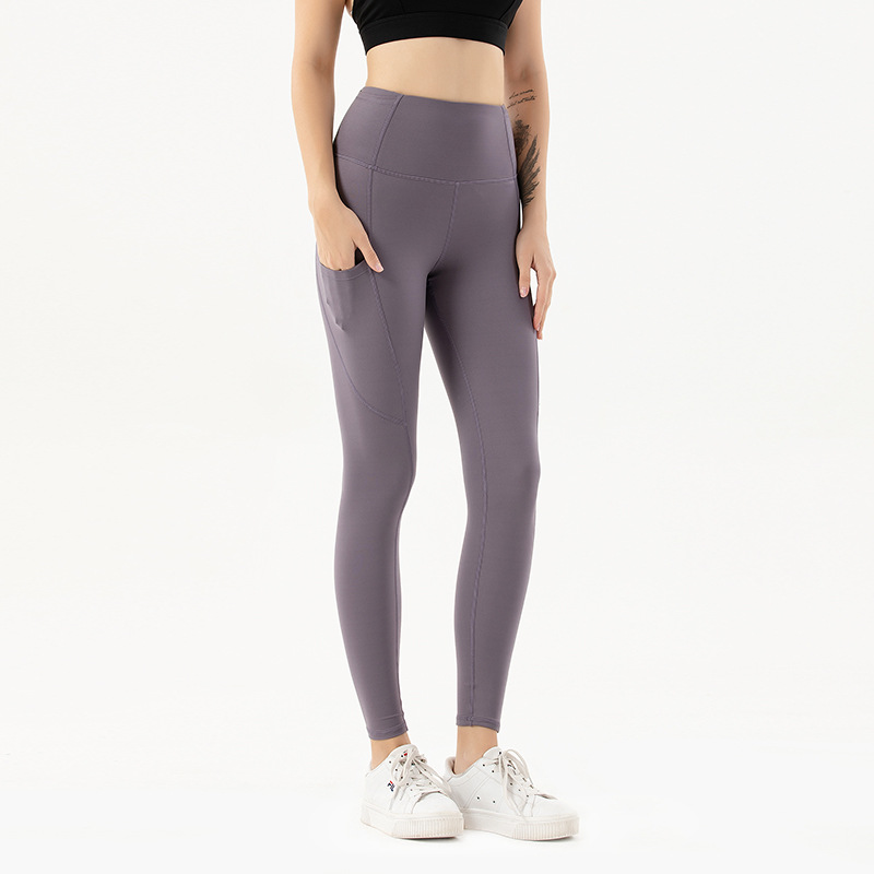 2020 New style yoga pants for women, cross-border Amazon double-sided nylon stretch sports tight pants, European and American fitness pants for women pic 8