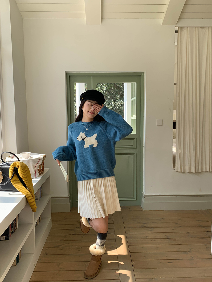 3th Morning North Island Park Korean Style Youthful Dog Embroidered Round Neck Pullover Sweater ZY2381 pic 40