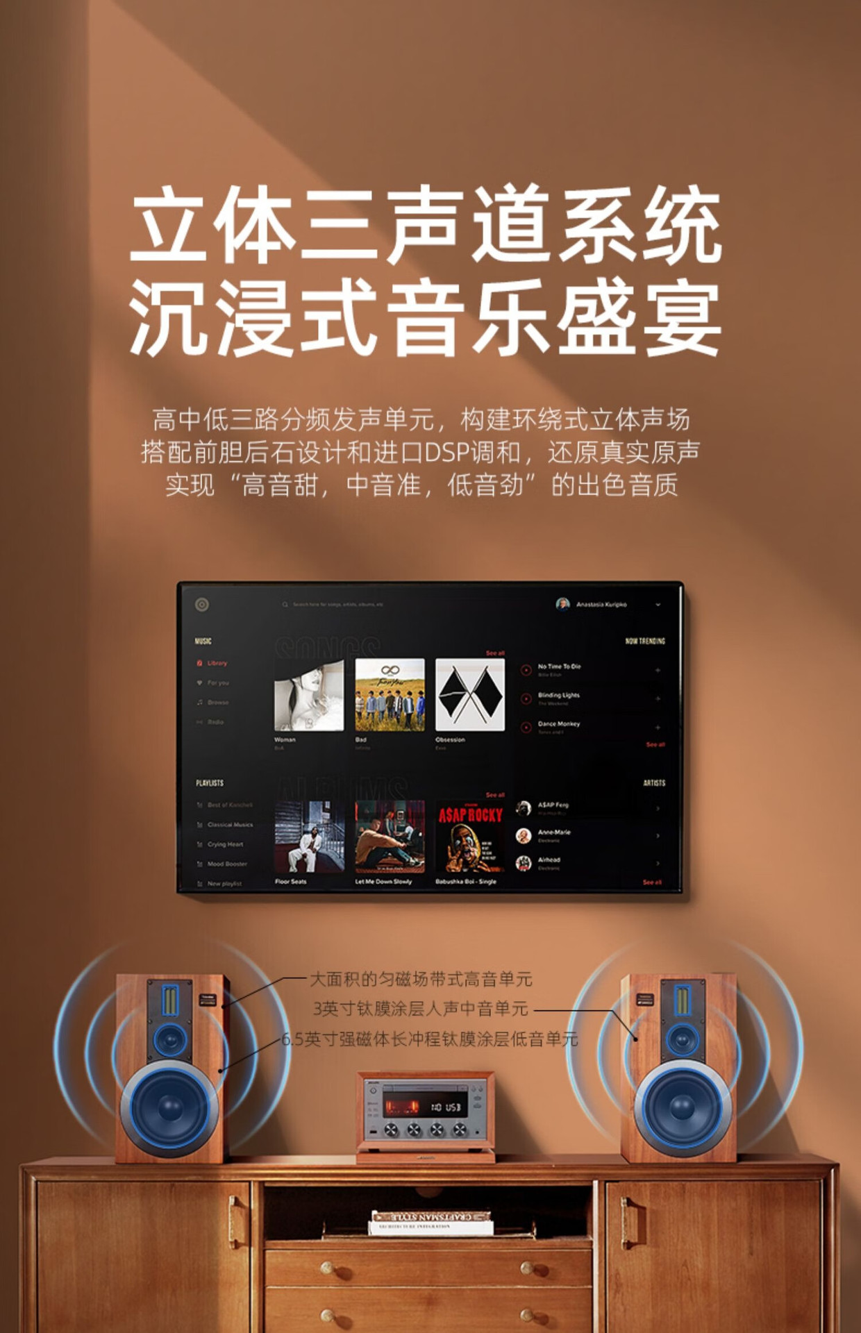 山水M980胆机CD组合桌面音响蓝牙5.0书架套装三分频胆机CD电视音详情6