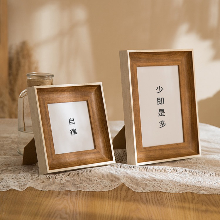 复古正方形相框美式简约创意画框摆台6寸7寸挂墙装饰画框架批发详情3