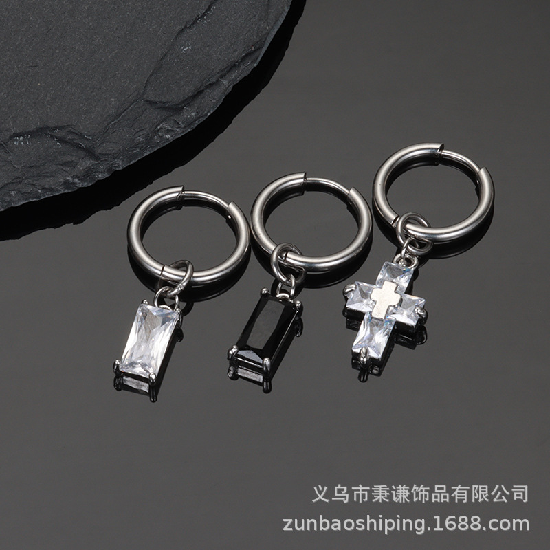 复古宝剑响箭个性嘻哈街头情侣耳环女耳饰潮男耳钉十字剑男士耳夹详情6