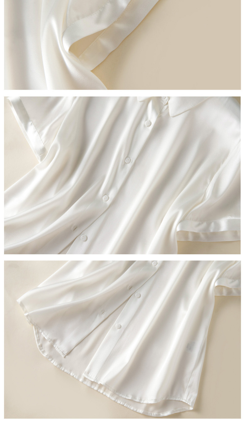 Silk short-sleeved shirt, a new summer professional shirt for women, with a unique design sense and a niche commuting top made of mulberry silk pic 36