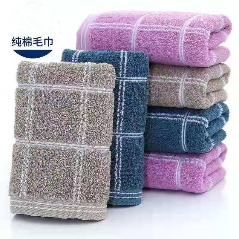 Factory wholesale pure cotton thickened checkered towels, absorbent household daily face towels, gift customization logo pic 7