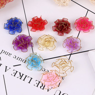 金边纱带康乃馨立体手工花朵 diy饰品配件头饰服装辅料胸花定zuo详情8