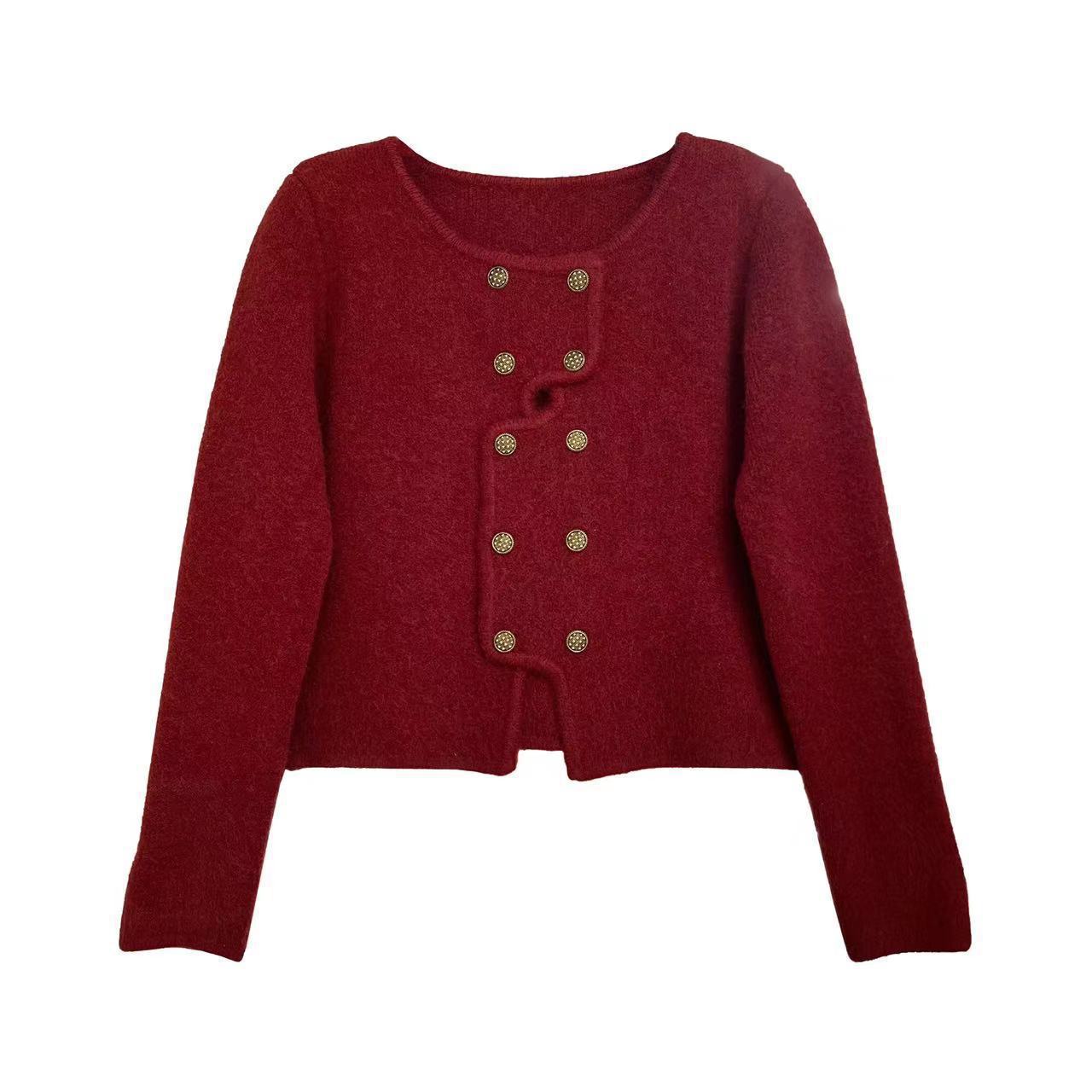 The 2022 autumn and winter collection of French chanel-style coats for women is elegant and stylish. The irregular double-breasted design makes it a trendy cardigan pic 6