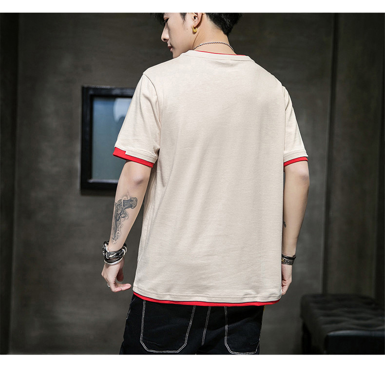 Short-sleeved T-shirt for men, Korean style, summer loose cotton T-shirt, cross-border new style, student bottom layer, half-sleeved shirt pic 14