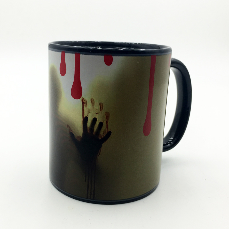 Creative street stall supplies: Walking Dead color-changing cups, terrifying zombie color-changing cups, magical temperature-sensing ceramic cups pic 1