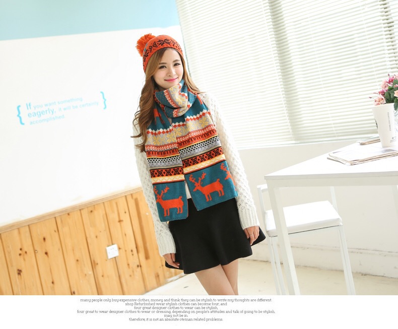 Hat and scarf dual-purpose knitted set, winter outdoor hat set, warm jacquard knitted cap manufacturer wholesale pic 2
