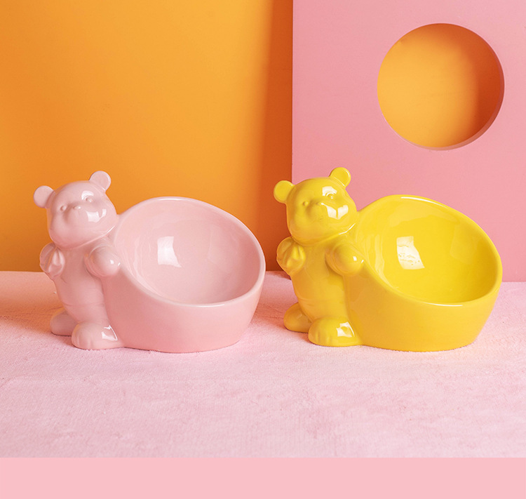 Large-diameter beveled ceramic cat bowls, high-legged cone cat food bowls, cartoon animal dog bowls, wholesale pet supplies, suction cups, pet-specific, exquisite, practical and easy to clean pic 14