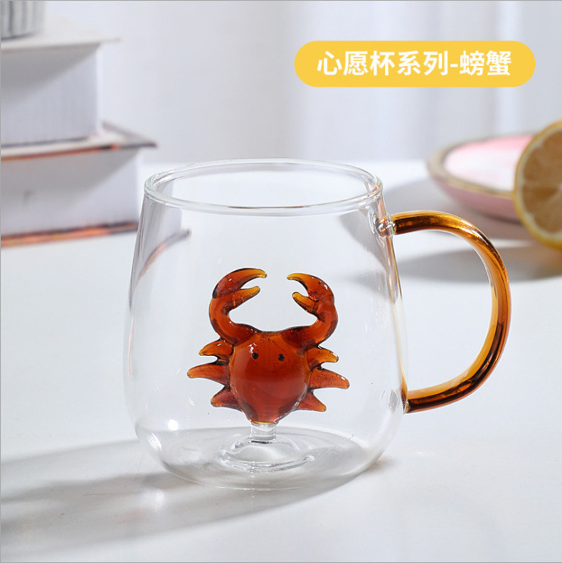 Venta al por mayor nuevo diseño de vidrio de borosilicato alto nivel de apariencia con el mango de la taza de agua para el hogar forma animal taza de vidrio de agua pic 13