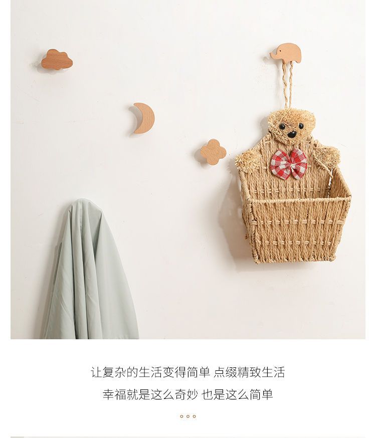 实木星星装饰挂钩月亮粘钩免打孔简约木质墙上挂衣钩花朵云朵室内详情11
