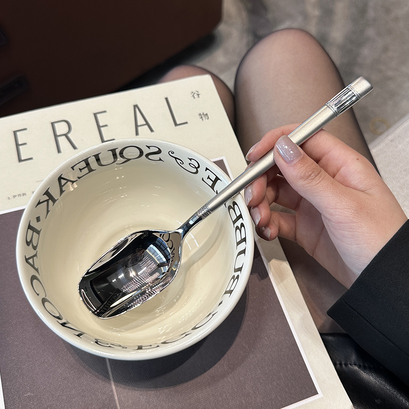 3EW1【老板娘自用轻奢款】18/10不锈钢灯笼柄勺子喝粥勺主餐勺长详情2