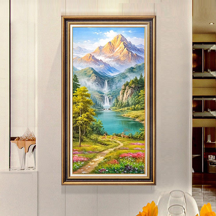 American-style entrance foyer hanging paintings, modern art, European-style vertical corridor and passageway decorative paintings, grand murals, large size pic 21