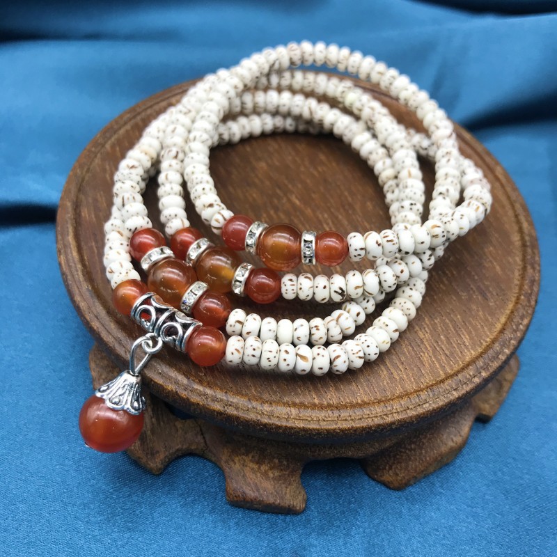 Mini Star and moon Bodhi seed bracelet, Shoushan charcoal-burned cat artistic and retro double and single loop bracelet and jewelry wholesale pic 6