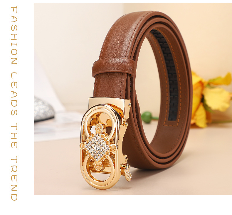 The new pure cowhide Chinese knot automatic buckle simple Korean-style decorative belt and skirt pants for women exude a sense of luxury pic 14