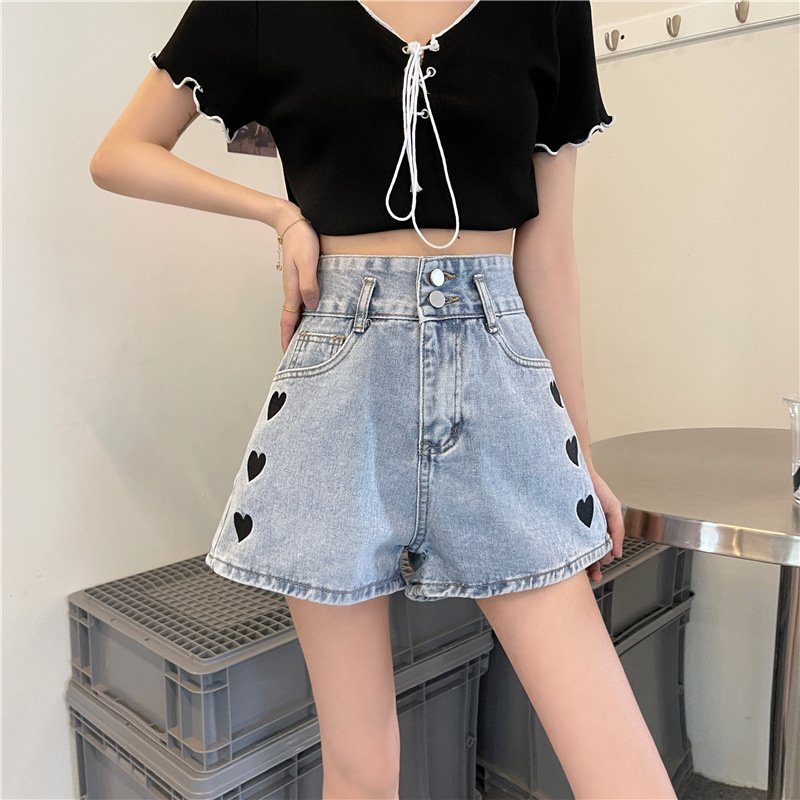 Heart-shaped jeans for women, straight-leg loose, spring and autumn 2021 new style, casual high-waisted shorts with a design sense for petite women pic 9