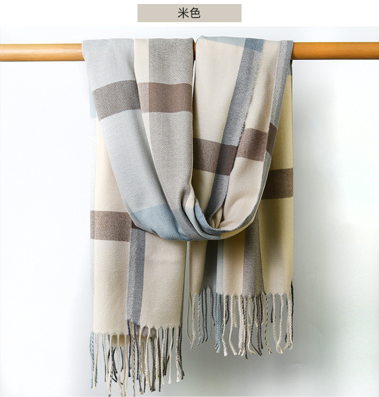 2022 New style of checkered scarf, Japanese and Korean fashion autumn and winter faux cashmere scarf for women, thick and warm scarf pic 19