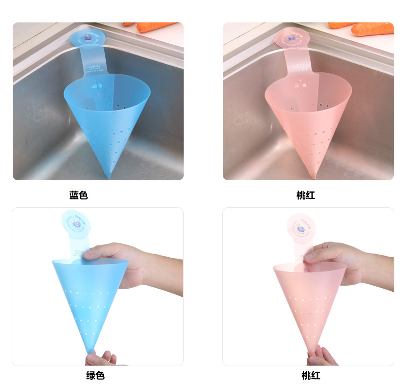 Creative detachable triangular draining basket with suction cup, vegetable washing leakage basket and storage basket pic 3