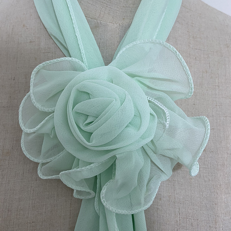 Spring and summer new long rose silk scarf for women square dance aunts, solid color decorative scarf, Douyin Kuaishou supply pic 8