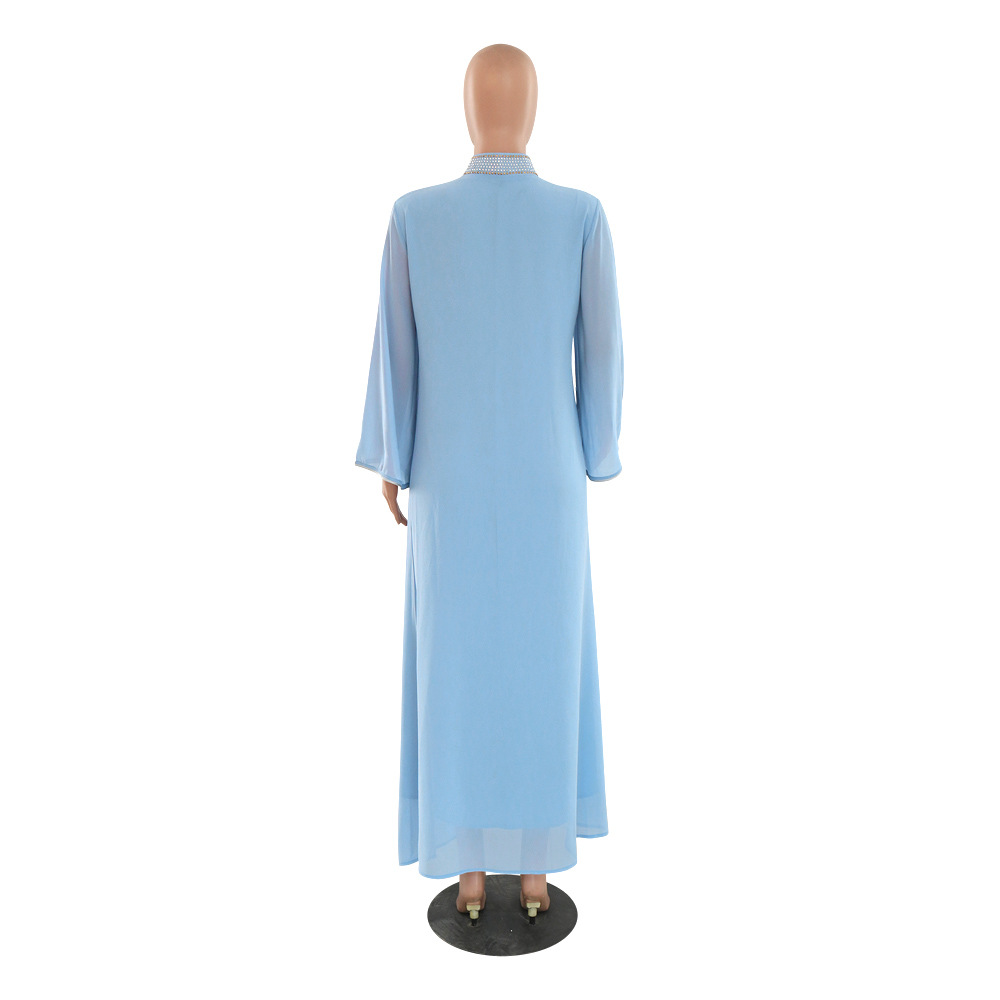 XQY500090 Foreign trade Arab robe, Middle East kaftan fashion Hot diamond belted chiffon dress pic 66