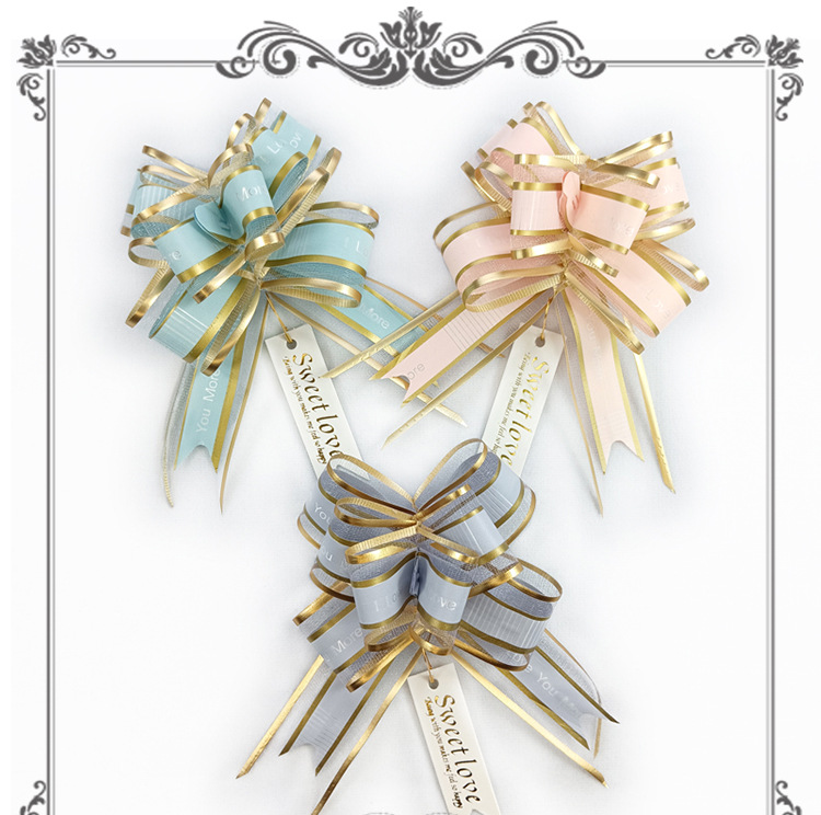 跨境亚马逊缎带告白雪纱蝴蝶结手拉鲜花礼品包装字母拉花详情1