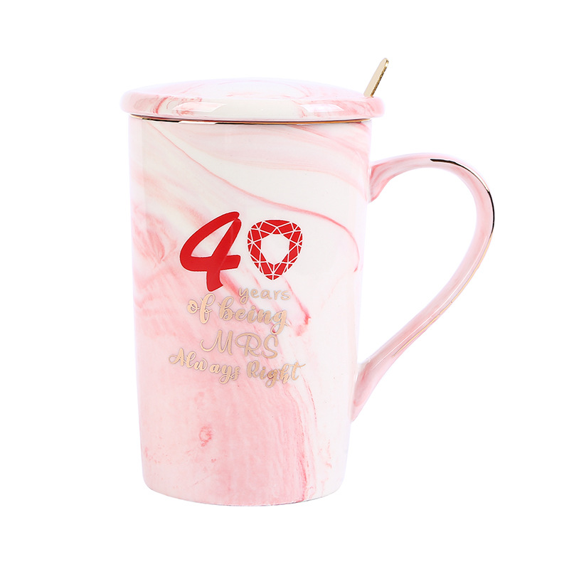 新款大理石情侣杯高杯陶瓷杯ceramic mug 高档礼盒杯子详情5
