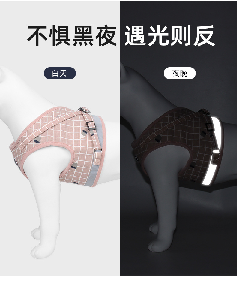 Pet leash vest style dog chest and back straps, small and medium-sized dog leash cat chest and back straps in stock wholesale pic 9