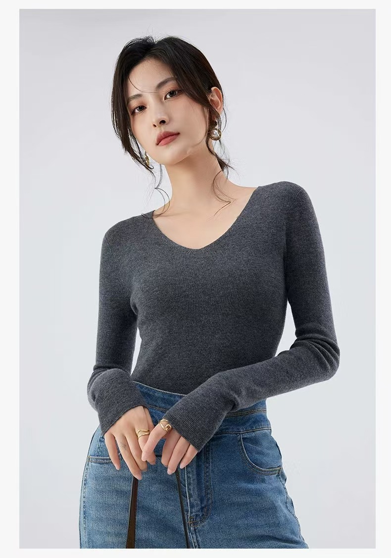 48-count fine-spun wool sweater for women, 100 pure wool seamless one-piece base layer, slim 18-stitch ultra-fine knitted sweater, thin pic 12
