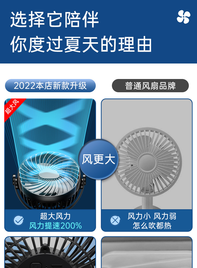 K6新款夹子风扇迷你静音便携式宿舍婴儿车USB双电长续航桌面风扇详情9