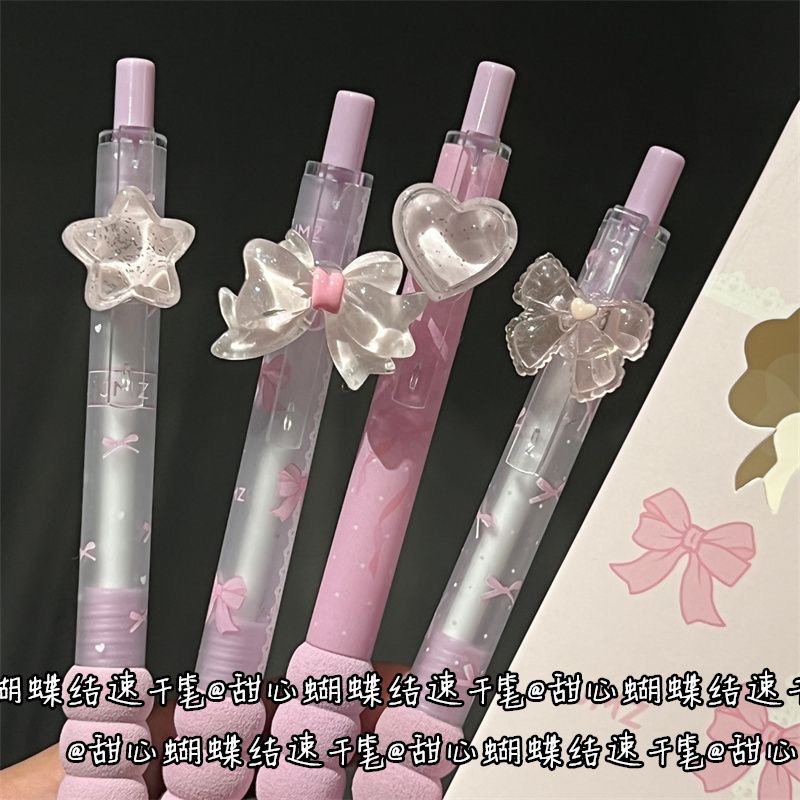 Sweetheart pink heart press gel pen, ins style, high appearance level, cute student, soft and quick drying, girlish heart practice pen pic 5